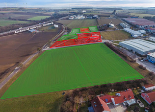 Luftbild Gewerbegebiet Birkich II - verkaufte und freie Grundstücke